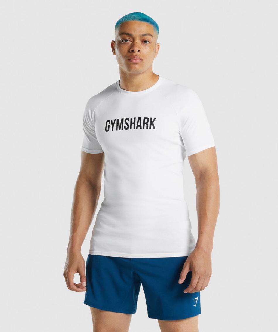 T Shirts Gymshark Apollo Hombre Blancas | CO 3428JPQ